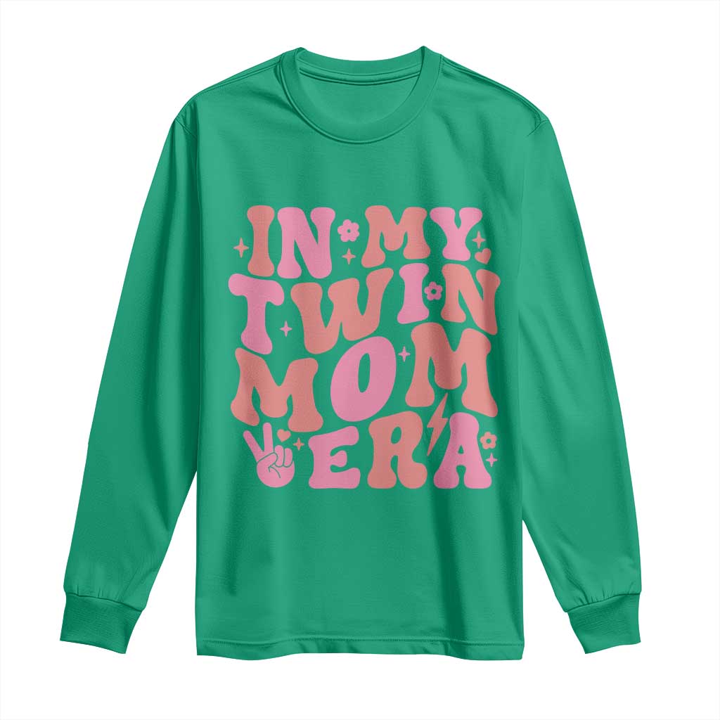 In My Twin Mom Era Long Sleeve Shirt Funny Mama Twin Pregnancy Announcement TS12 Irish Green Print Your Wear