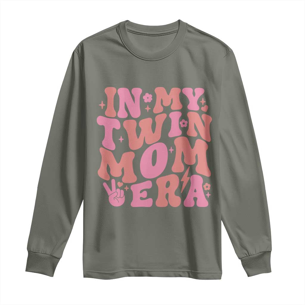 In My Twin Mom Era Long Sleeve Shirt Funny Mama Twin Pregnancy Announcement TS12 Military Green Print Your Wear