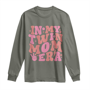 In My Twin Mom Era Long Sleeve Shirt Funny Mama Twin Pregnancy Announcement TS12 Military Green Print Your Wear