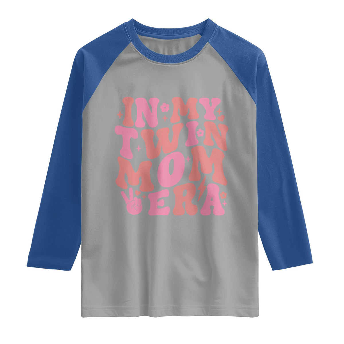 In My Twin Mom Era Raglan Shirt Funny Mama Twin Pregnancy Announcement TS12 Sport Gray Royal Print Your Wear