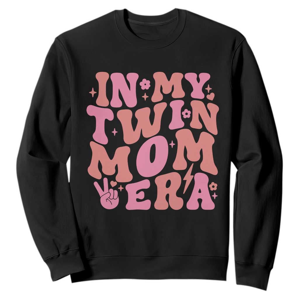 In My Twin Mom Era Sweatshirt Funny Mama Twin Pregnancy Announcement TS12 Black Print Your Wear