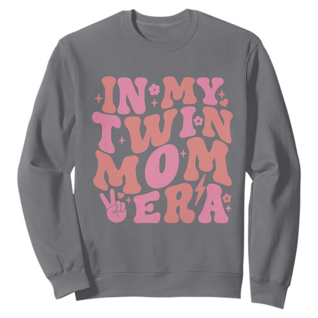 In My Twin Mom Era Sweatshirt Funny Mama Twin Pregnancy Announcement TS12 Charcoal Print Your Wear