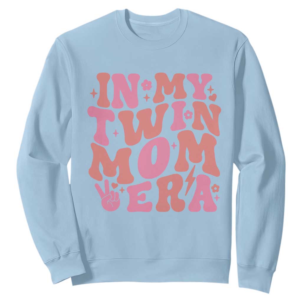 In My Twin Mom Era Sweatshirt Funny Mama Twin Pregnancy Announcement TS12 Light Blue Print Your Wear