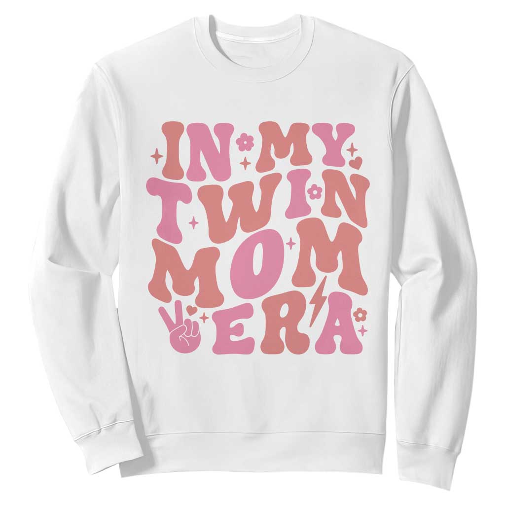 In My Twin Mom Era Sweatshirt Funny Mama Twin Pregnancy Announcement TS12 White Print Your Wear