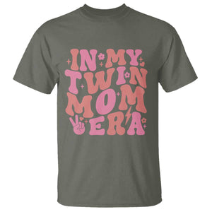 In My Twin Mom Era T Shirt Funny Mama Twin Pregnancy Announcement TS12 Military Green Print Your Wear