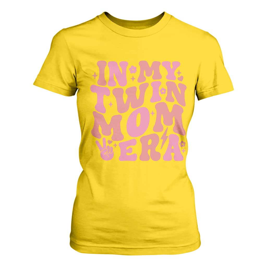 In My Twin Mom Era T Shirt For Women Funny Mama Twin Pregnancy Announcement TS12 Daisy Print Your Wear
