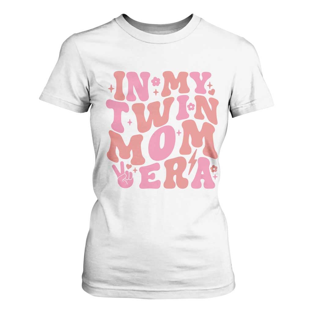 In My Twin Mom Era T Shirt For Women Funny Mama Twin Pregnancy Announcement TS12 White Print Your Wear