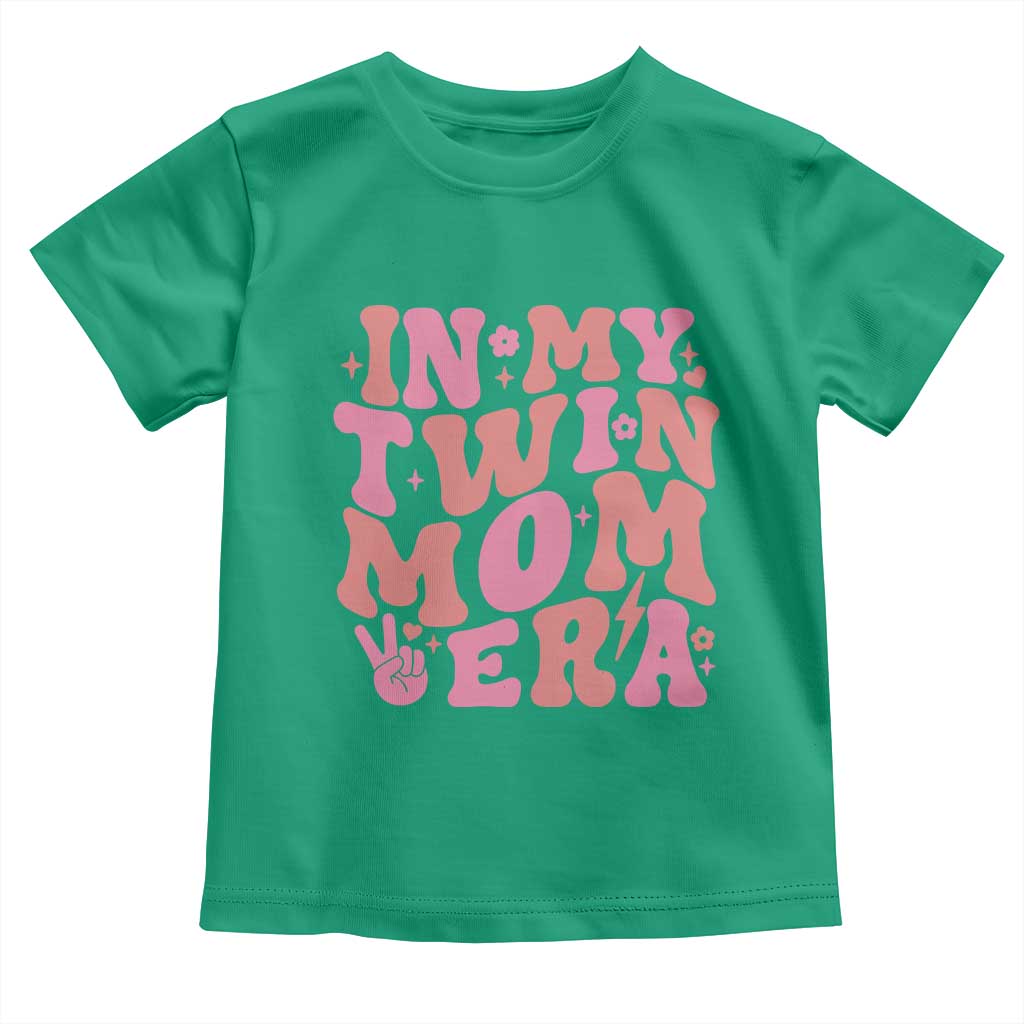 In My Twin Mom Era Toddler T Shirt Funny Mama Twin Pregnancy Announcement TS12 Irish Green Print Your Wear