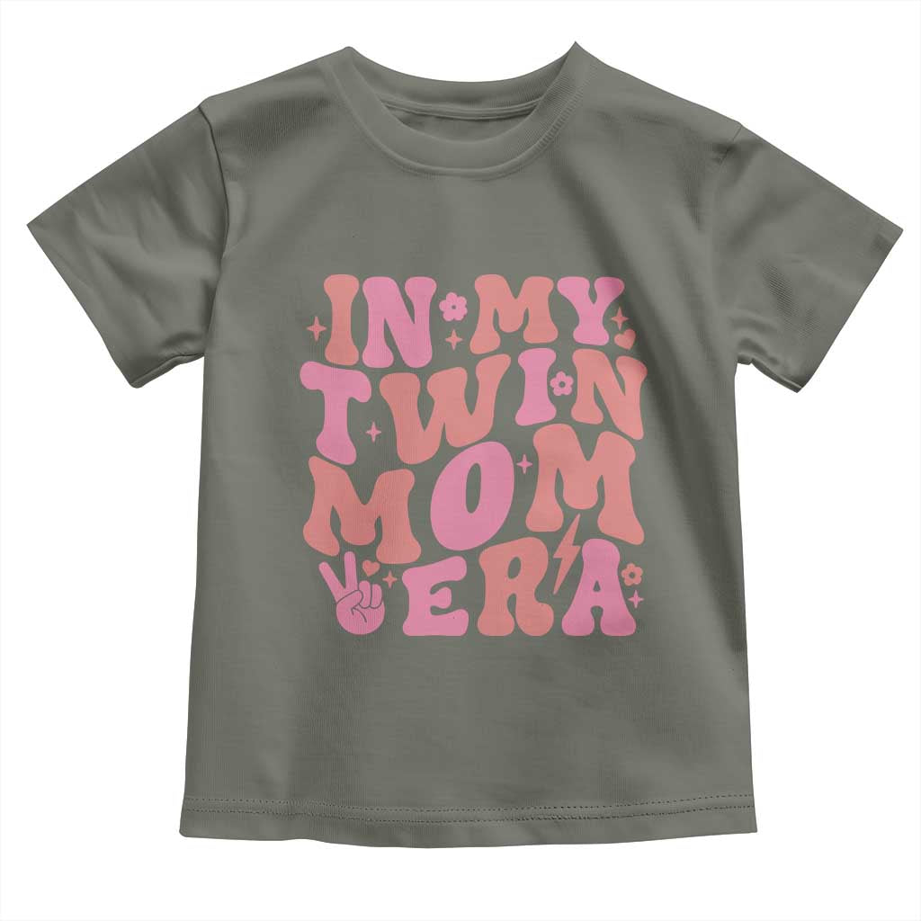 In My Twin Mom Era Toddler T Shirt Funny Mama Twin Pregnancy Announcement TS12 Military Green Print Your Wear