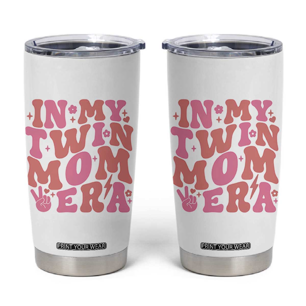 In My Twin Mom Era Tumbler Cup Funny Mama Twin Pregnancy Announcement TS12 White Print Your Wear