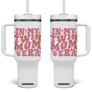 In My Twin Mom Era Tumbler With Handle Funny Mama Twin Pregnancy Announcement TS12 One Size: 40 oz White Print Your Wear
