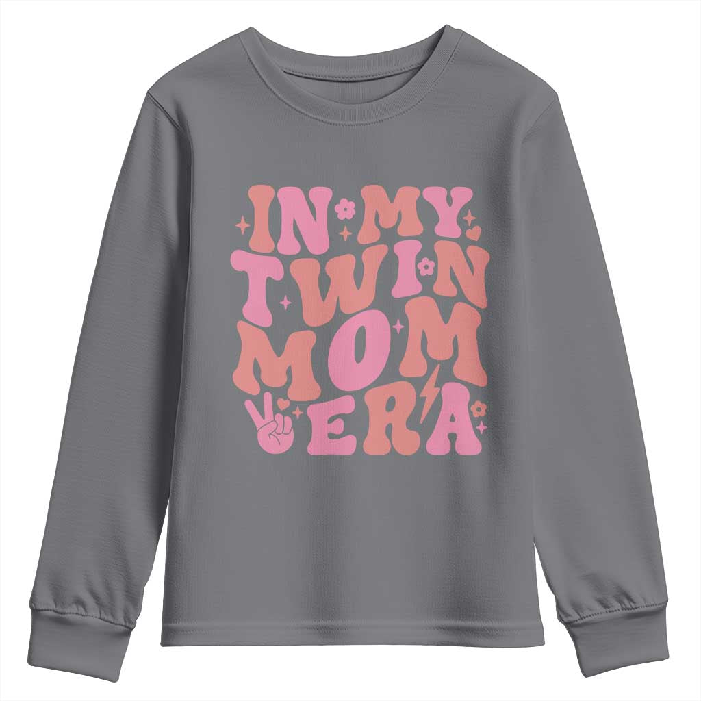 In My Twin Mom Era Youth Sweatshirt Funny Mama Twin Pregnancy Announcement TS12 Charcoal Print Your Wear