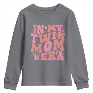 In My Twin Mom Era Youth Sweatshirt Funny Mama Twin Pregnancy Announcement TS12 Charcoal Print Your Wear