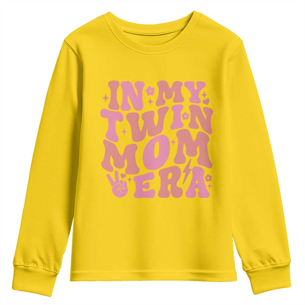 In My Twin Mom Era Youth Sweatshirt Funny Mama Twin Pregnancy Announcement TS12 Daisy Print Your Wear