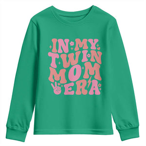 In My Twin Mom Era Youth Sweatshirt Funny Mama Twin Pregnancy Announcement TS12 Irish Green Print Your Wear