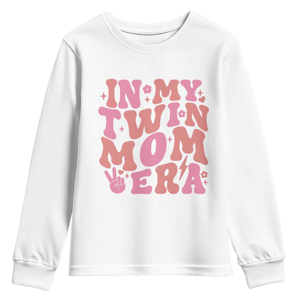 In My Twin Mom Era Youth Sweatshirt Funny Mama Twin Pregnancy Announcement TS12 White Print Your Wear