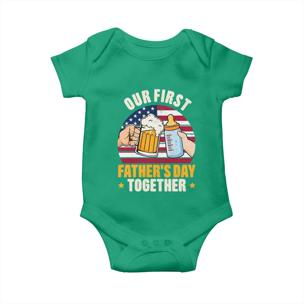 Patriotic Our First Fathers Day Together Baby Onesie Gift For New Dad TS12 Irish Green Print Your Wear