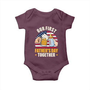 Patriotic Our First Fathers Day Together Baby Onesie Gift For New Dad TS12 Maroon Print Your Wear