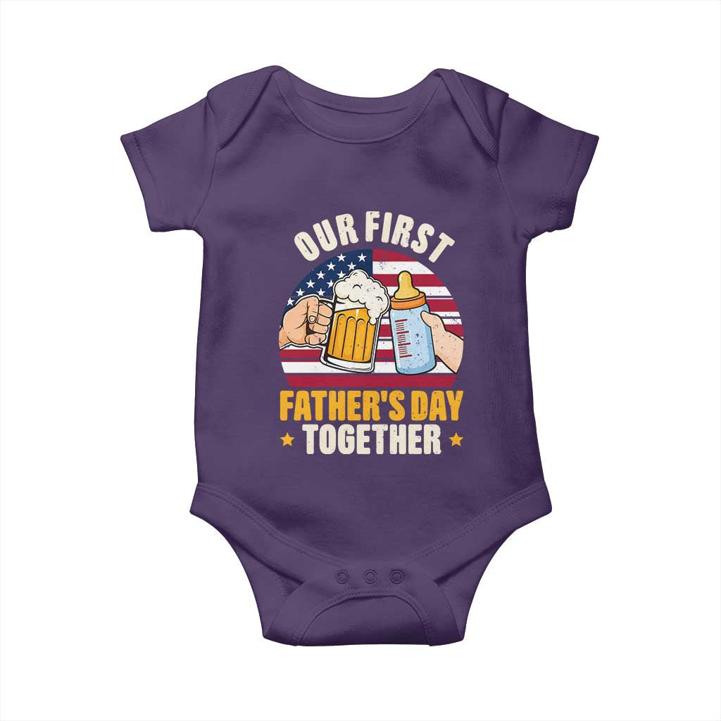 Patriotic Our First Fathers Day Together Baby Onesie Gift For New Dad TS12 Purple Print Your Wear