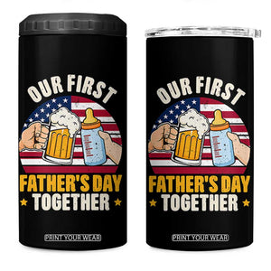 Patriotic Our First Fathers Day Together 4 in 1 Can Cooler Tumbler Gift For New Dad TS12 One Size: 16 oz Black Print Your Wear