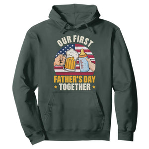 Patriotic Our First Fathers Day Together Hoodie Gift For New Dad TS12 Dark Forest Green Print Your Wear