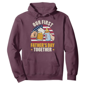 Patriotic Our First Fathers Day Together Hoodie Gift For New Dad TS12 Maroon Print Your Wear