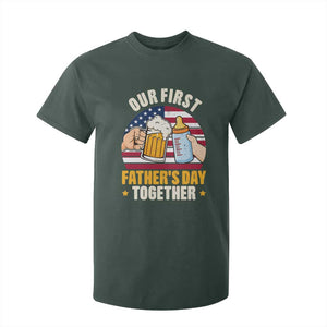 Patriotic Our First Fathers Day Together T Shirt For Kid Gift For New Dad TS12 Dark Forest Green Print Your Wear