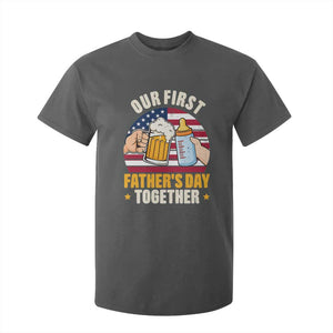 Patriotic Our First Fathers Day Together T Shirt For Kid Gift For New Dad TS12 Dark Heather Print Your Wear