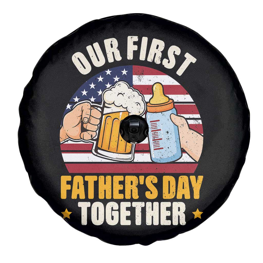 Patriotic Our First Fathers Day Together Spare Tire Cover Gift For New Dad TS12 Print Your Wear