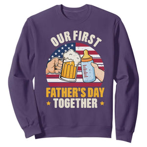 Patriotic Our First Fathers Day Together Sweatshirt Gift For New Dad TS12 Purple Print Your Wear