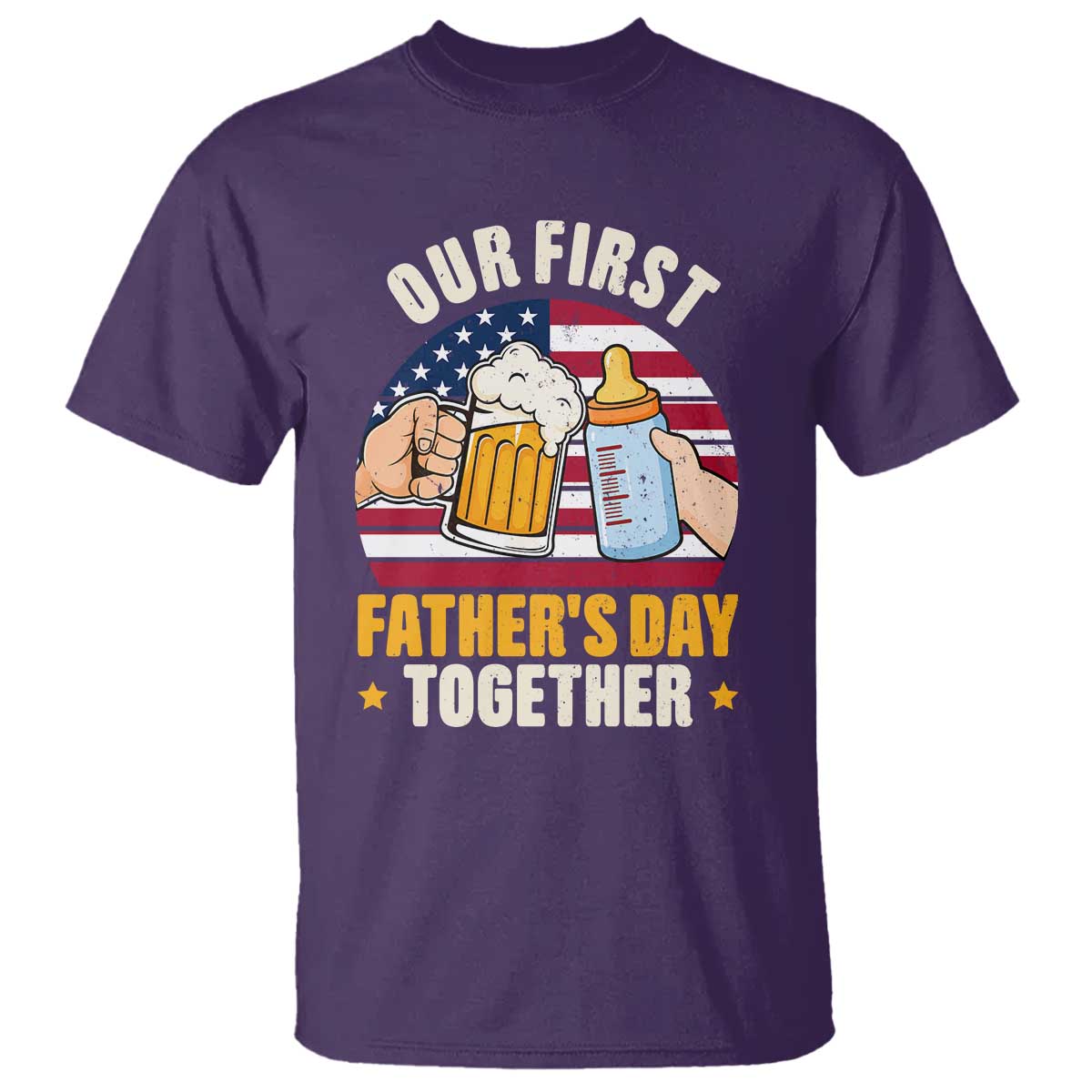 Patriotic Our First Fathers Day Together T Shirt Gift For New Dad TS12 Purple Print Your Wear