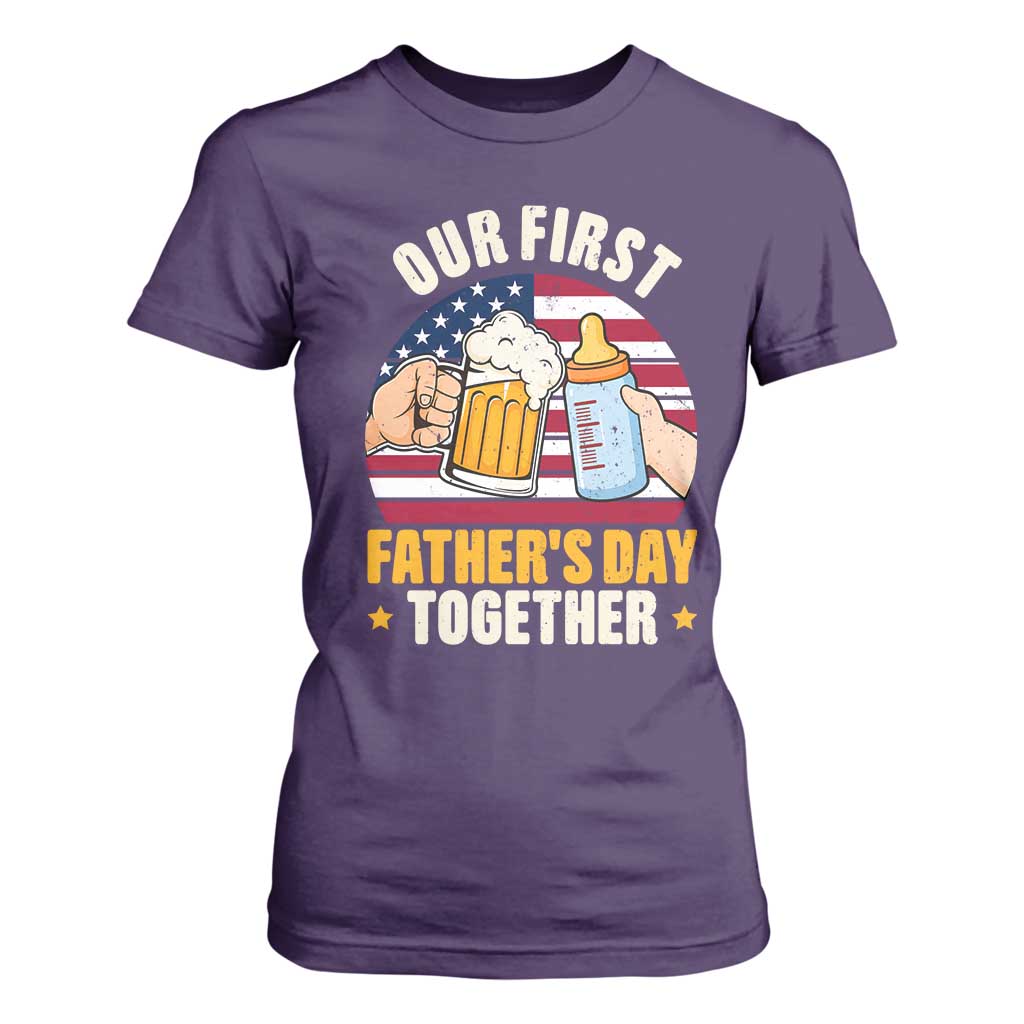 Patriotic Our First Fathers Day Together T Shirt For Women Gift For New Dad TS12 Purple Print Your Wear