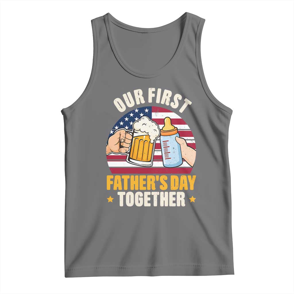 Patriotic Our First Fathers Day Together Tank Top Gift For New Dad TS12 Black Heather Print Your Wear