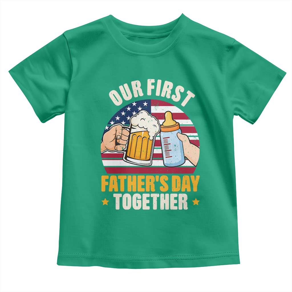Patriotic Our First Fathers Day Together Toddler T Shirt Gift For New Dad TS12 Irish Green Print Your Wear