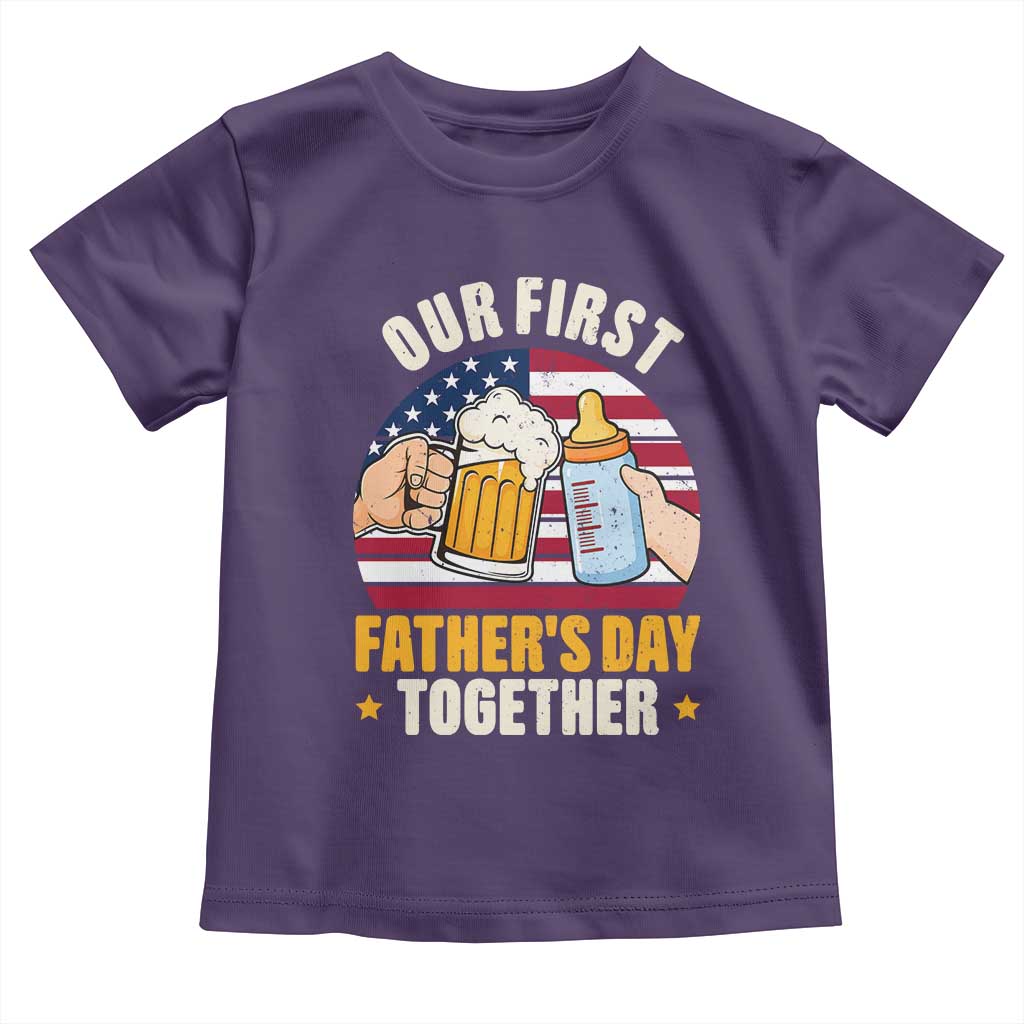 Patriotic Our First Fathers Day Together Toddler T Shirt Gift For New Dad TS12 Purple Print Your Wear