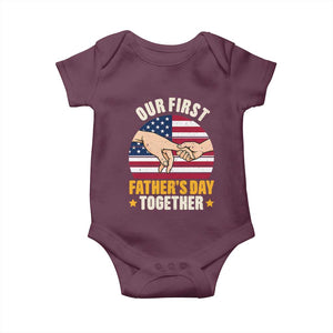 Our First Fathers Day Together Baby Onesie Patriotic New Dad Gift TS12 Maroon Print Your Wear