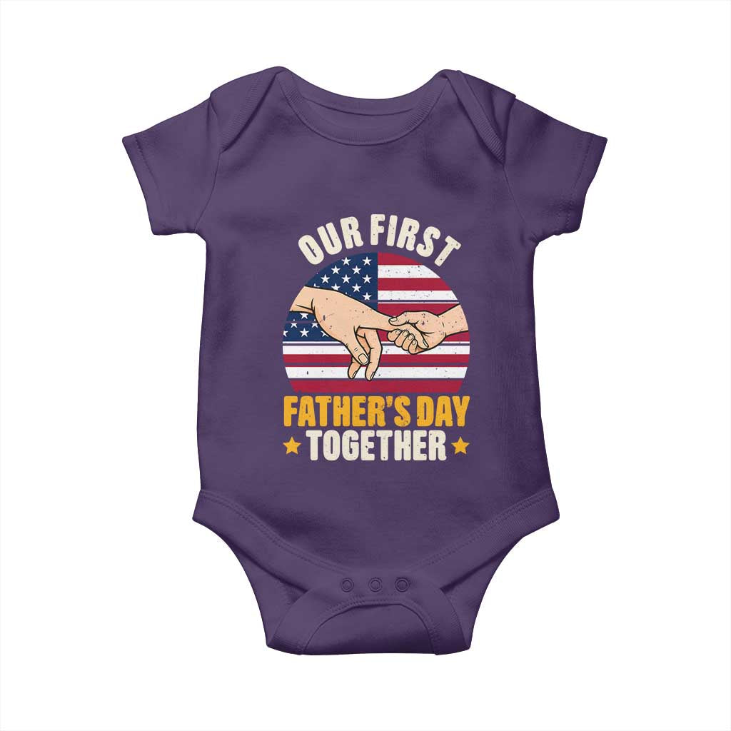Our First Fathers Day Together Baby Onesie Patriotic New Dad Gift TS12 Purple Print Your Wear