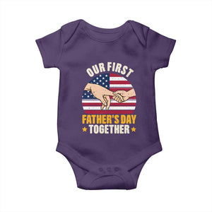 Our First Fathers Day Together Baby Onesie Patriotic New Dad Gift TS12 Purple Print Your Wear