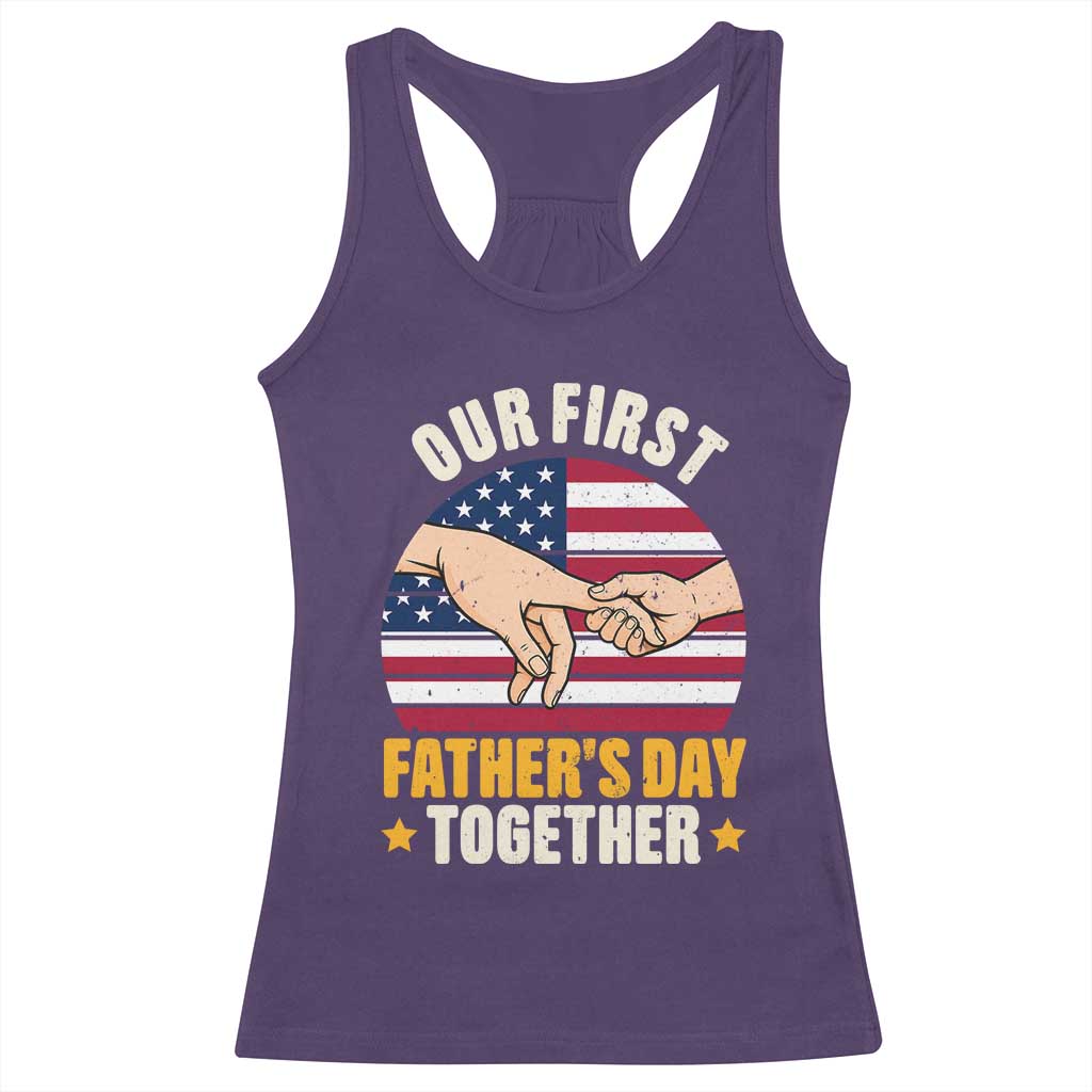 Our First Fathers Day Together Racerback Tank Top Patriotic New Dad Gift TS12 Purple Print Your Wear