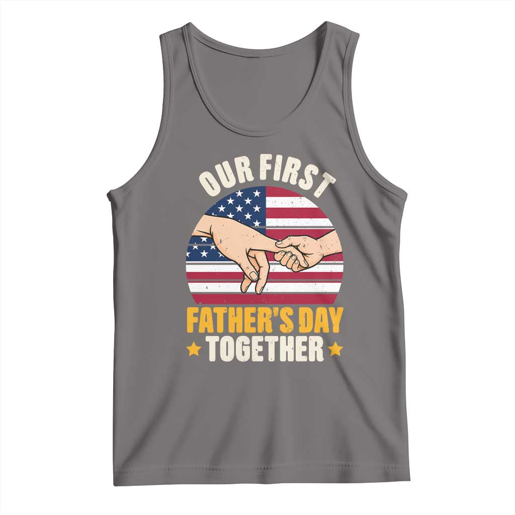 Our First Fathers Day Together Tank Top Patriotic New Dad Gift TS12 Deep Heather Print Your Wear