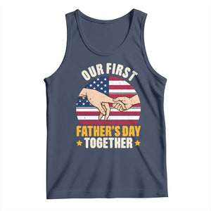 Our First Fathers Day Together Tank Top Patriotic New Dad Gift TS12 Navy Print Your Wear