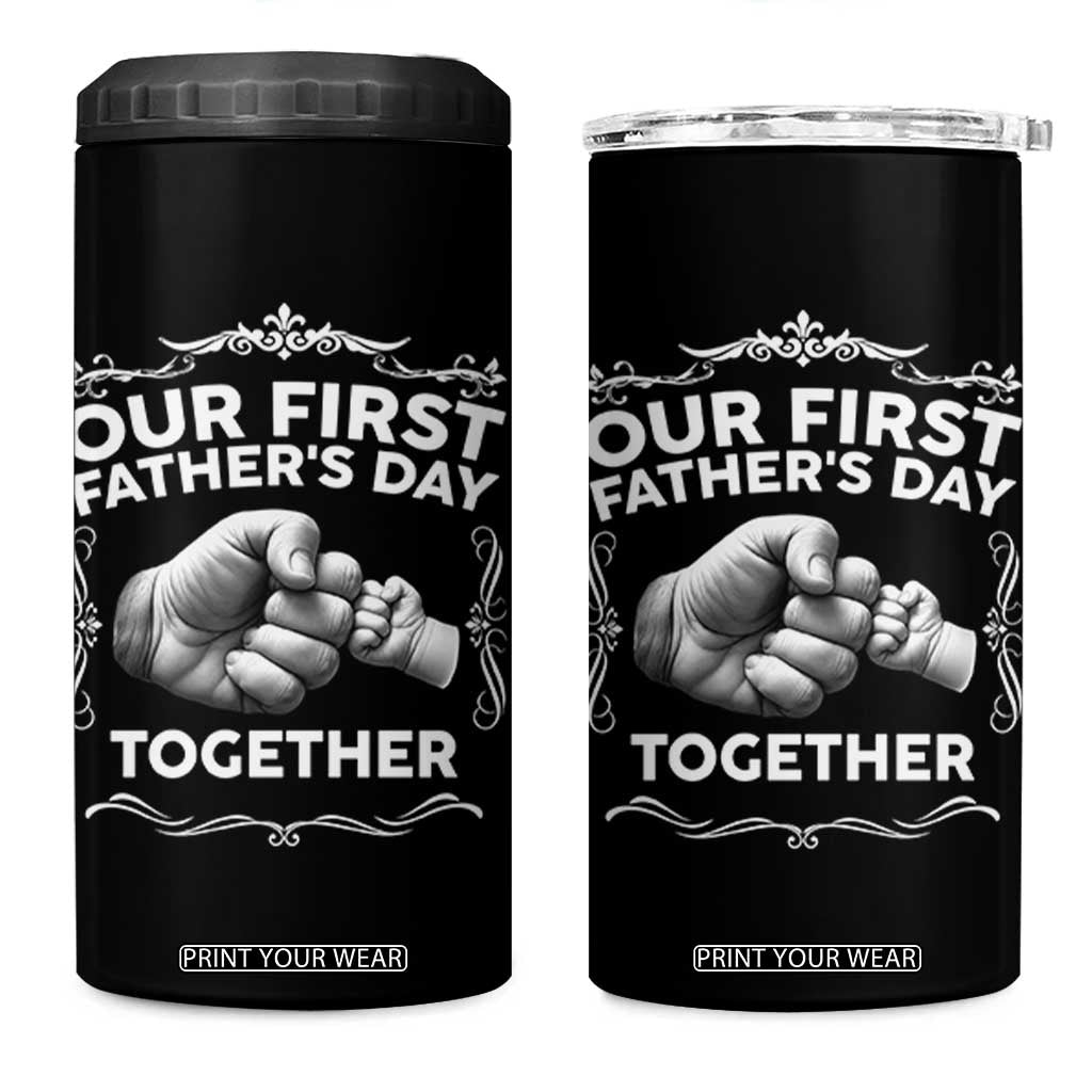 Proud New Dad 4 in 1 Can Cooler Tumbler Our First Fathers Day Together Gift TS12 One Size: 16 oz Black Print Your Wear
