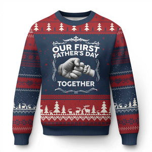 Proud New Dad Ugly Christmas Sweater Our First Fathers Day Together Gift TS12 Navy Red Print Your Wear