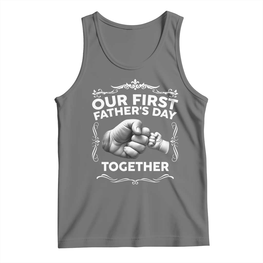 Proud New Dad Tank Top Our First Fathers Day Together Gift TS12 Black Heather Print Your Wear