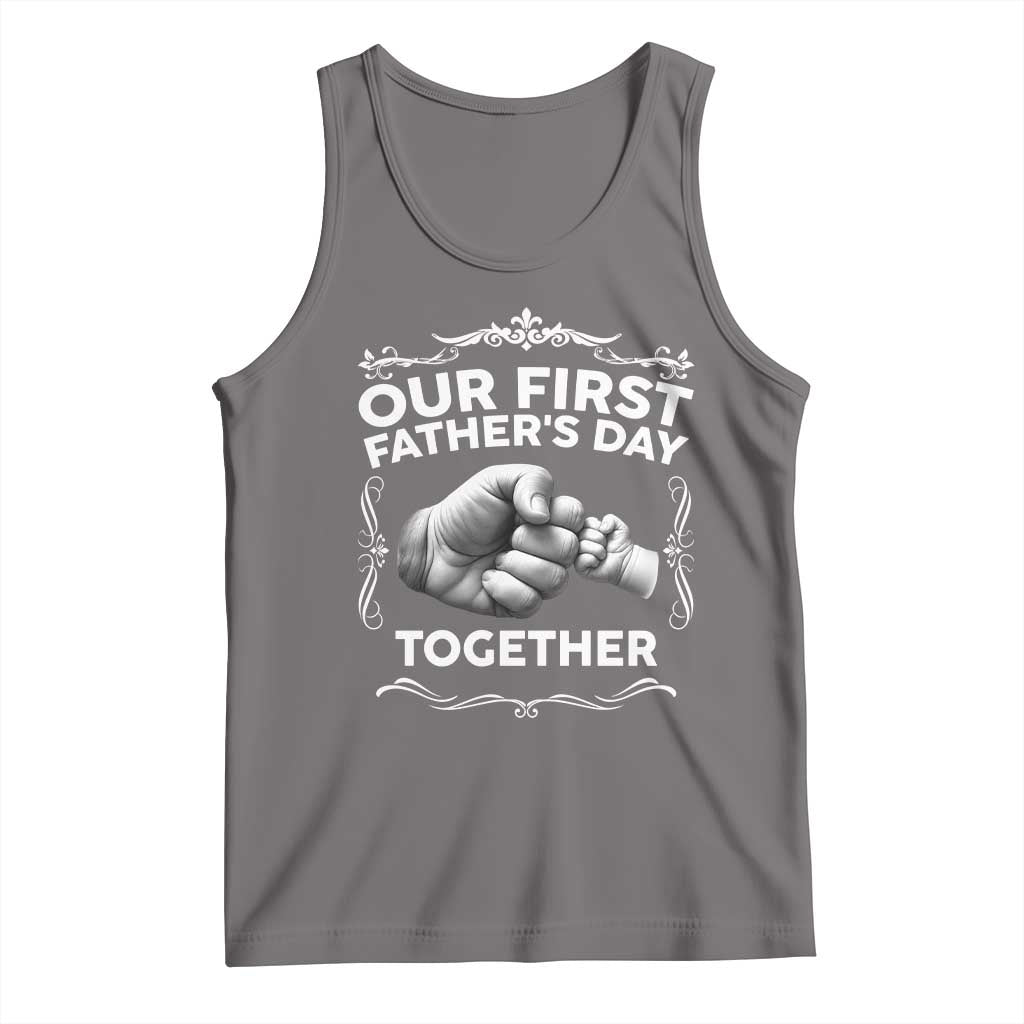 Proud New Dad Tank Top Our First Fathers Day Together Gift TS12 Deep Heather Print Your Wear
