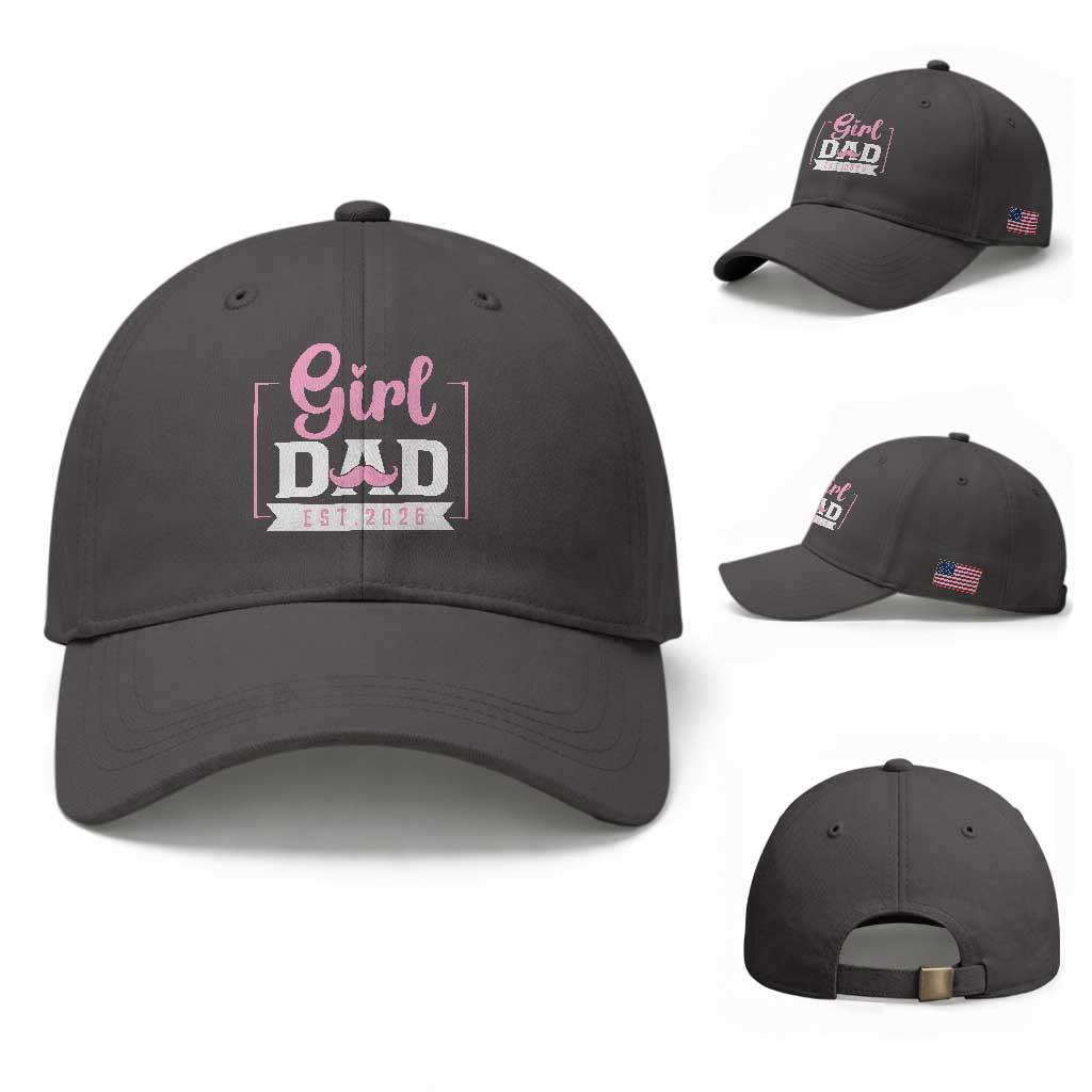 Girl Dad Est 2026 Baseball Cap Proud New Dad Gift TS12 Baseball Cap Universal Fit Dark Gray Print Your Wear