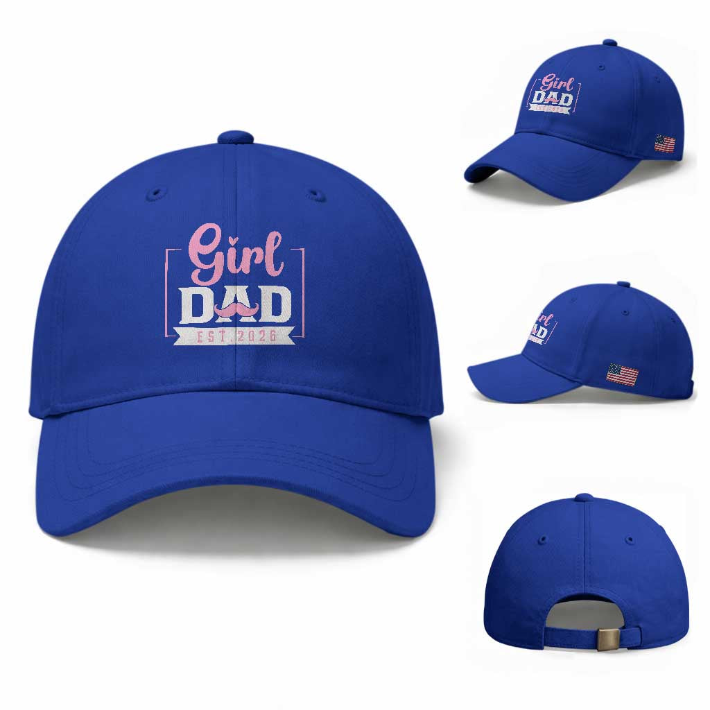 Girl Dad Est 2026 Baseball Cap Proud New Dad Gift TS12 Baseball Cap Universal Fit Royal Blue Print Your Wear