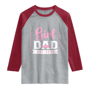 Girl Dad Est 2026 Raglan Shirt Proud New Dad Gift TS12 Heather Gray Heather Red Print Your Wear