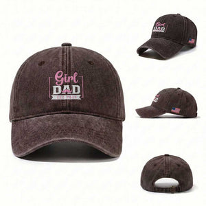 Girl Dad Est 2026 Washed Cotton Baseball Cap Proud New Dad Gift TS12 Washed Cap Universal Fit Dark Brown Print Your Wear