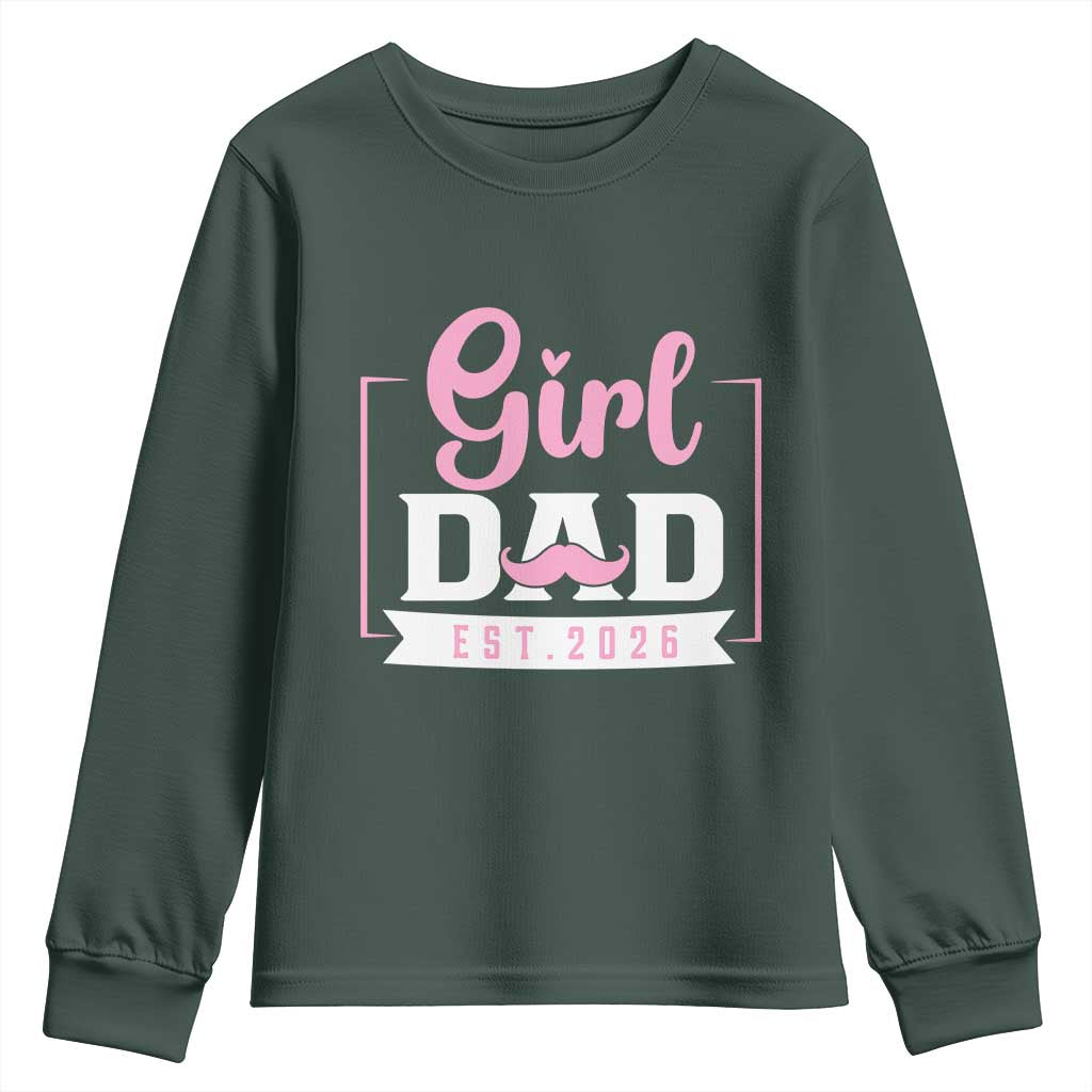 Girl Dad Est 2026 Youth Sweatshirt Proud New Dad Gift TS12 Dark Forest Green Print Your Wear